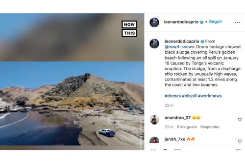 El actor y activista ambiental Leonardo DiCaprio publicó sobre el derrame de petróleo en el mar de Ventanilla 2 El actor y activista ambiental Leonardo DiCaprio publico sobre el