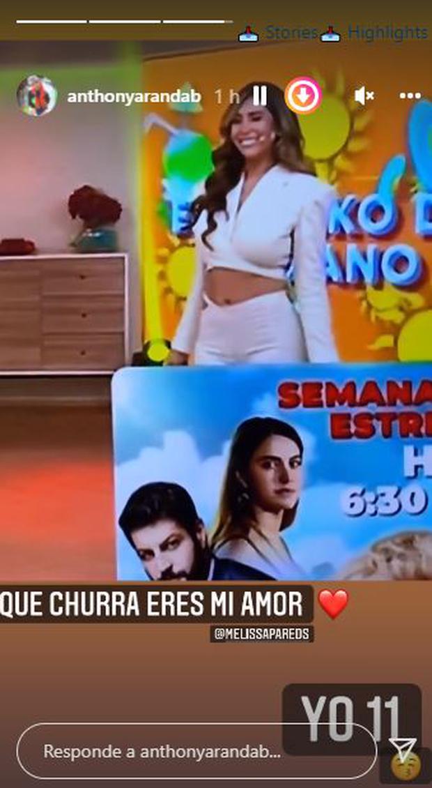 Melissa Paredes sorprendio con carinoso mensaje de Anthony Aranda tras