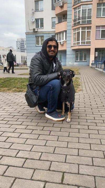 Estudiante en ucrania se niega a dejar a su perro