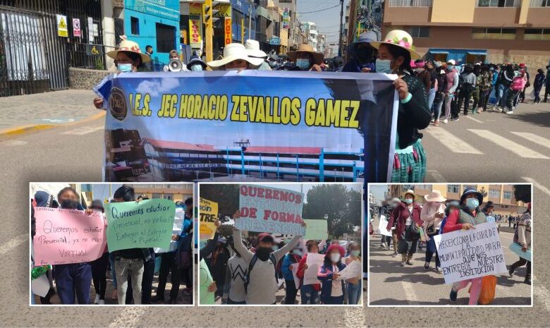 Juliaca padres y docentes del ies horacio zevallos gamez protestaron