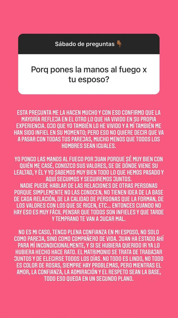 Johana Cubillas tras los likes de Mirella Paz a su pareja: "Tengo plena fe en mi marido" 2 Foto: Instagram @jocubillas