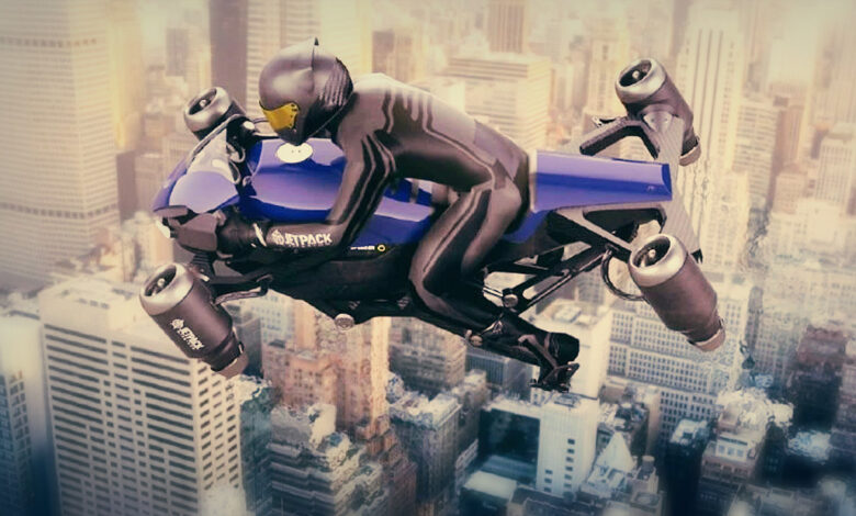 La primera motocicleta voladora del mundo ya es una realidad 1 Motocicleta voladora jetpack aviation portada