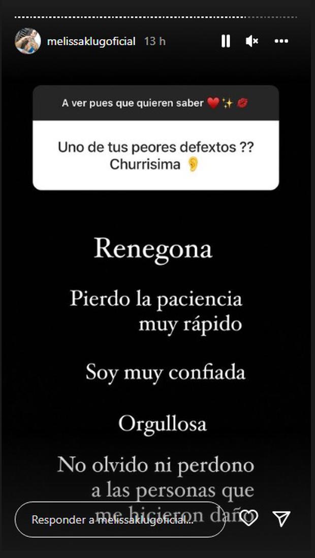 ¿Melissa Klug insinúa a Farfán?: 'Yo no olvido ni perdono a la gente que me hace daño' 2 ¿Melissa Klug insinua a Farfan Yo no olvido ni perdono