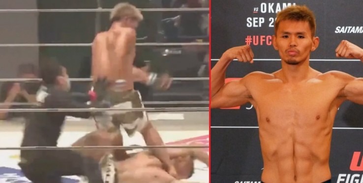 VÍDEO I Una de las acciones más brutales del año: Daichi Abe patea en la cabeza a su rival noqueado | La etiqueta de la roca 1 Video i una de las acciones mas brutales del ano