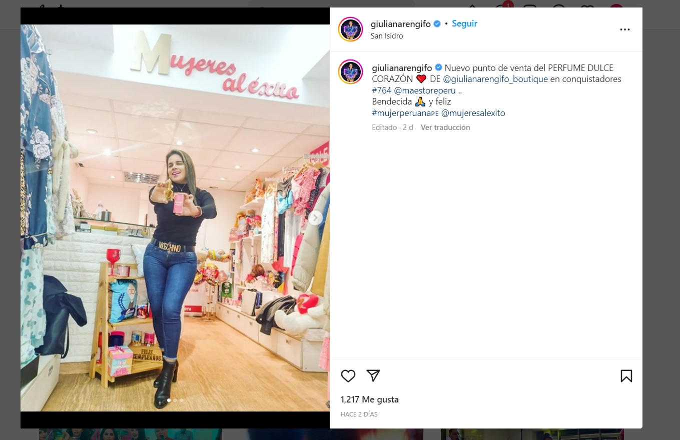 Giuliana Rengifo bloquea comentarios en sus redes sociales tras pagar