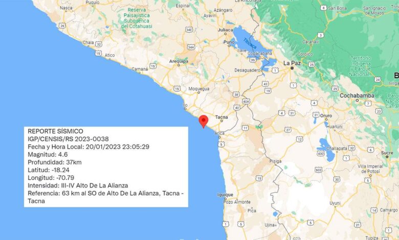 Un fuerte temblor de 4.6 sacude a Tacna 1 Un fuerte temblor de 46 sacude a tacna