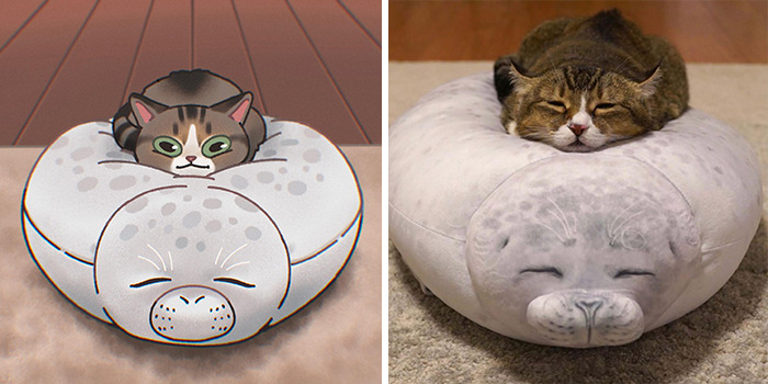 Este artista crea imágenes divertidas de gatos en ilustraciones cómicas (31 imágenes)