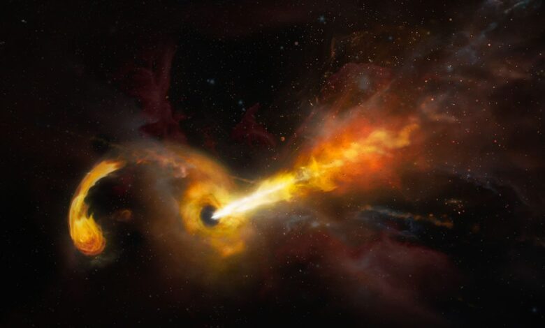 Agujero negro “asesino” despedazó una estrella y dejó sus restos esparcidos por la galaxia 1 Agujero negro asesino despedazo estrella restos esparcidos galaxia portada